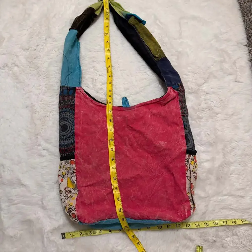 Rising International Mushroom Patchwork Razor-Cut Cotton Hobo Bag